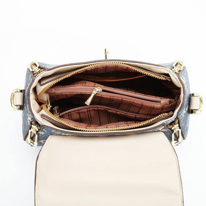Women's Classic Letter Print Apple Bag - Multi-Way Crossbody Shoulder Tote Handbag Purse