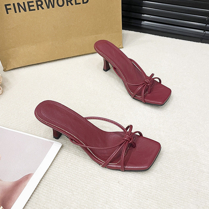 Women’s Colette Thong Heeled Slides – French-Style Strappy Toe-Post Stiletto Sandals (US4–10)