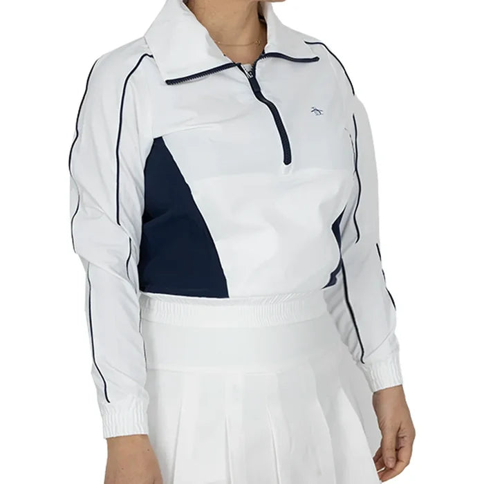Women`s Color Block 1/4 Zip Tennis Top Bright White