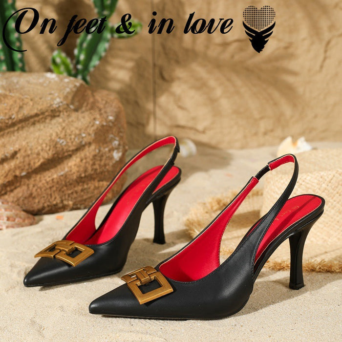 Women’s Liora Open-Back Toe-Ring Stiletto Pumps – Minimalist Chic Pointed-Toe Slim Heels (US 4–10)