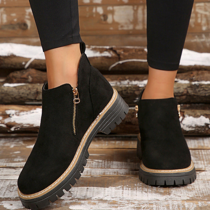 Women's Metro Chelsea Boots - Side-Zip Suede Ankle Boots with Chunky Heel (US 5-10.5)