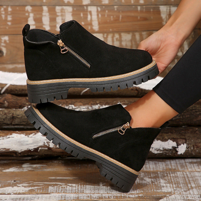 Women's Metro Chelsea Boots - Side-Zip Suede Ankle Boots with Chunky Heel (US 5-10.5)