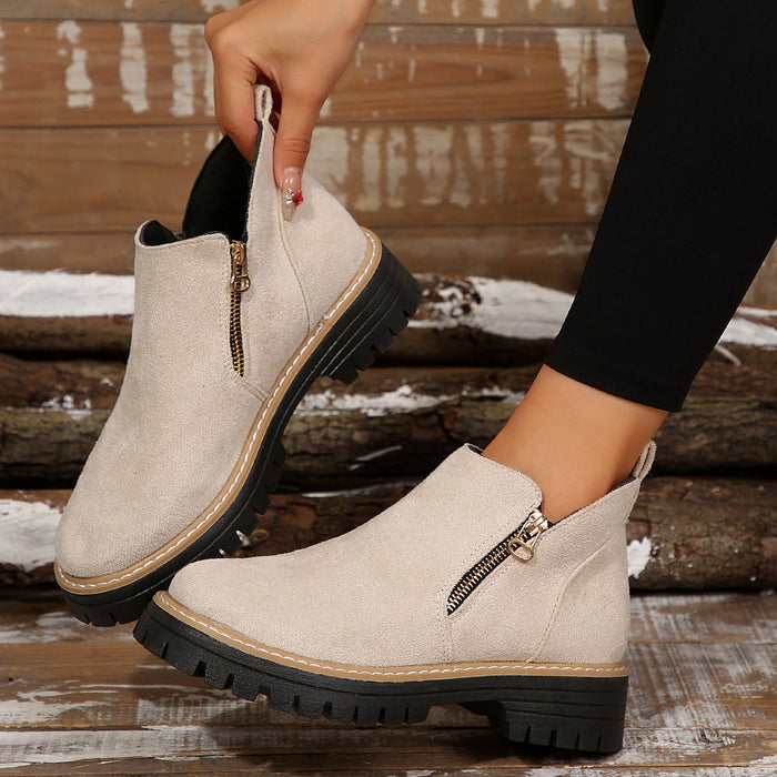 Women's Metro Chelsea Boots - Side-Zip Suede Ankle Boots with Chunky Heel (US 5-10.5)