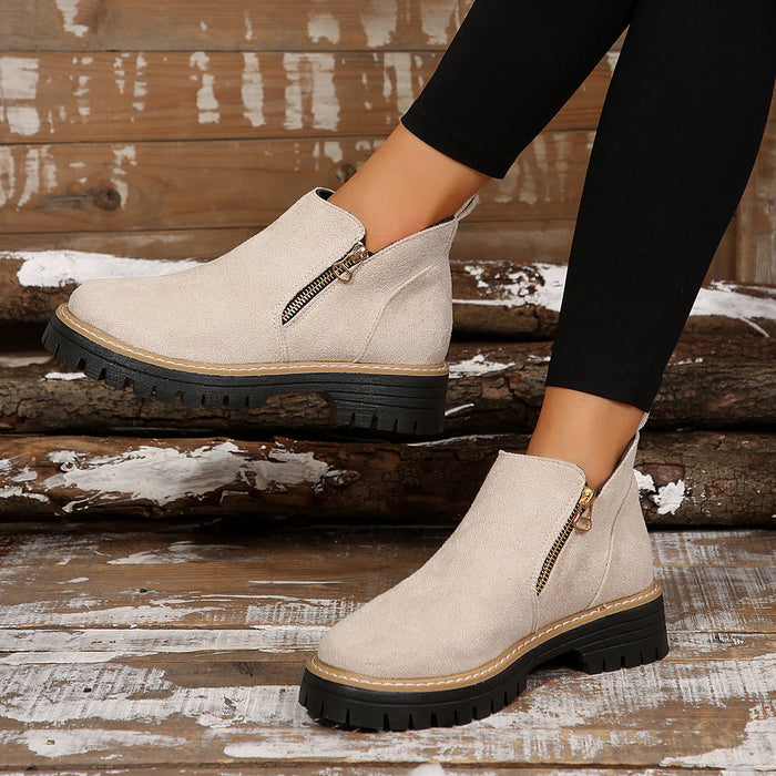 Women's Metro Chelsea Boots - Side-Zip Suede Ankle Boots with Chunky Heel (US 5-10.5)