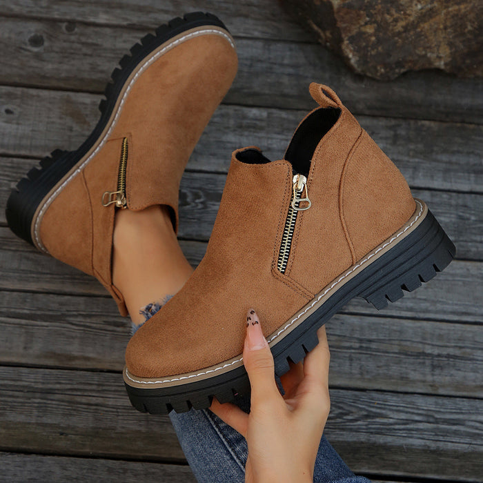 Women's Metro Chelsea Boots - Side-Zip Suede Ankle Boots with Chunky Heel (US 5-10.5)