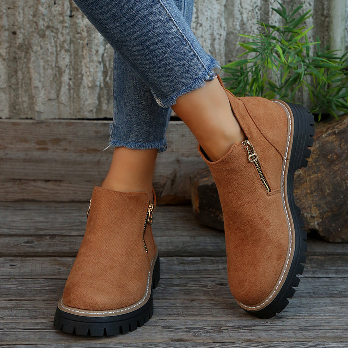 Women's Metro Chelsea Boots - Side-Zip Suede Ankle Boots with Chunky Heel (US 5-10.5)