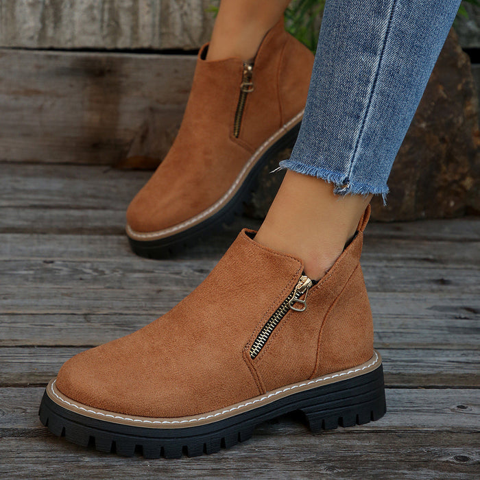 Women's Metro Chelsea Boots - Side-Zip Suede Ankle Boots with Chunky Heel (US 5-10.5)