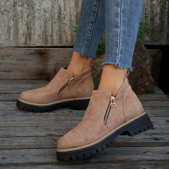 Women's Metro Chelsea Boots - Side-Zip Suede Ankle Boots with Chunky Heel (US 5-10.5)
