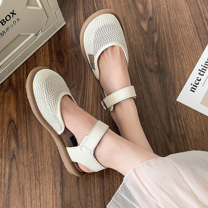 Women’s Mirelle Linen Mesh Closed-Toe Roman Sandals – Effortless Lightweight Everyday Comfort Flats (US 4–10)