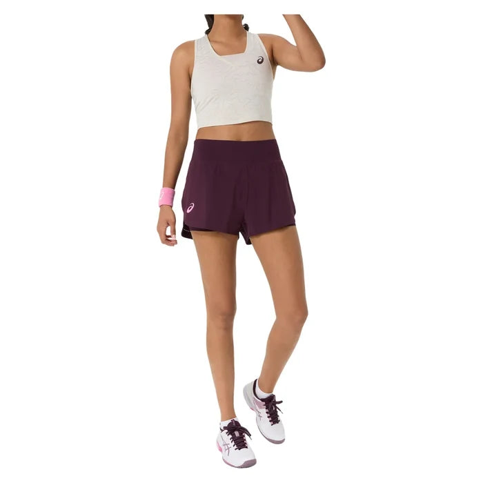 Women's New York Match Laser Cut Short Dark Aubergine, Asics, Pickleball Express, 2042A457-500F26-2