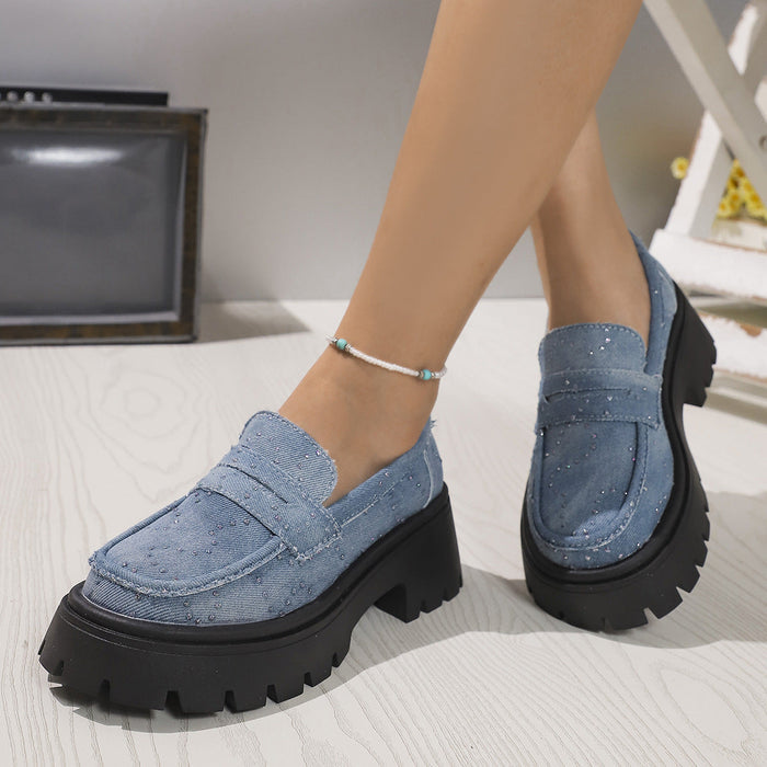 Women's Plus Size Canvas Chunky Platform Slip-On Loafers - Casual Comfort Shoes | Water-Resistant & Easy Wear