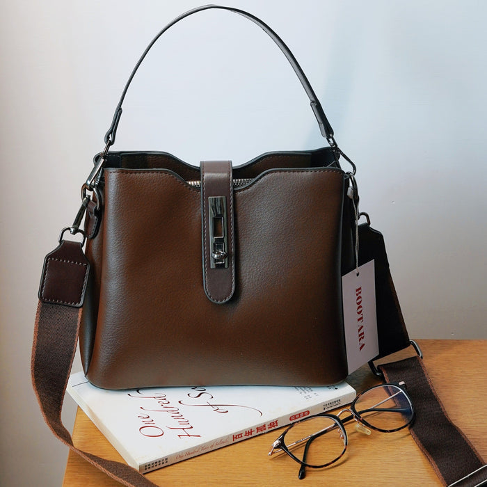 Women's Premium Textured Bucket Bag - Vintage Multi-Layer Large Capacity Handheld/Shoulder/Crossbody Tote