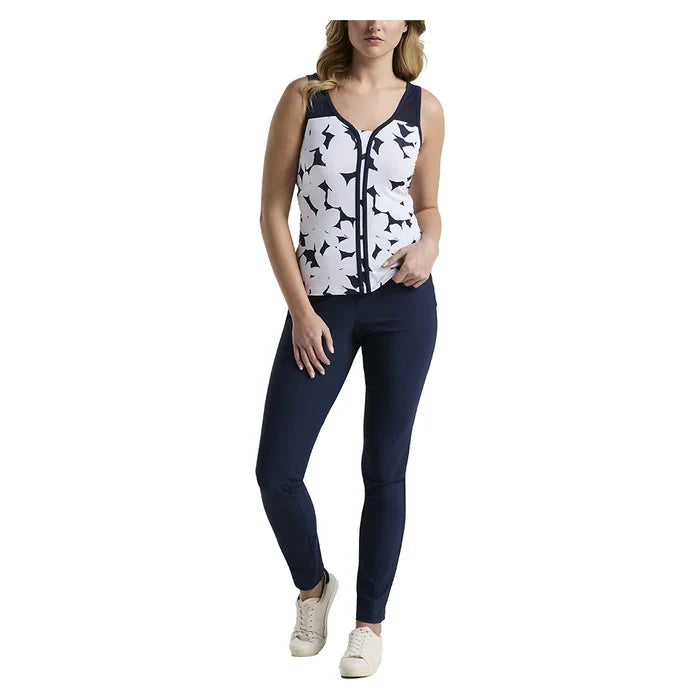 Women's Riviera Floral Print Tank Black Iris