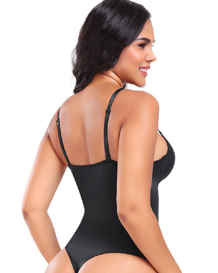 Women's Smooth Push Up Tummy Control Thong Sleeveless Bodysuit Shapewear - By Qivii