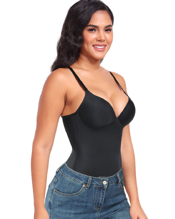 Women's Smooth Push Up Tummy Control Thong Sleeveless Bodysuit Shapewear - By Qivii