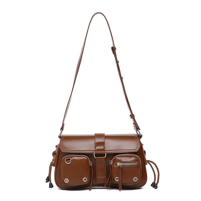 Women’s Structured Baguette Bag - PU Leather Topstitched Purse for Urban Minimalism