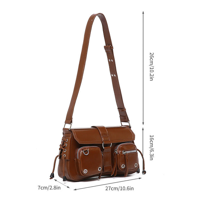 Women’s Structured Baguette Bag - PU Leather Topstitched Purse for Urban Minimalism