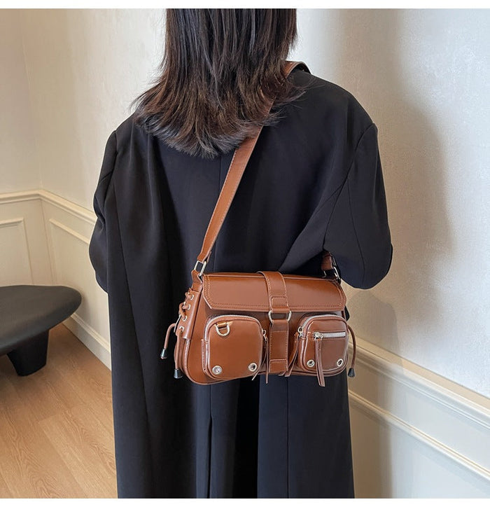 Women’s Structured Baguette Bag - PU Leather Topstitched Purse for Urban Minimalism