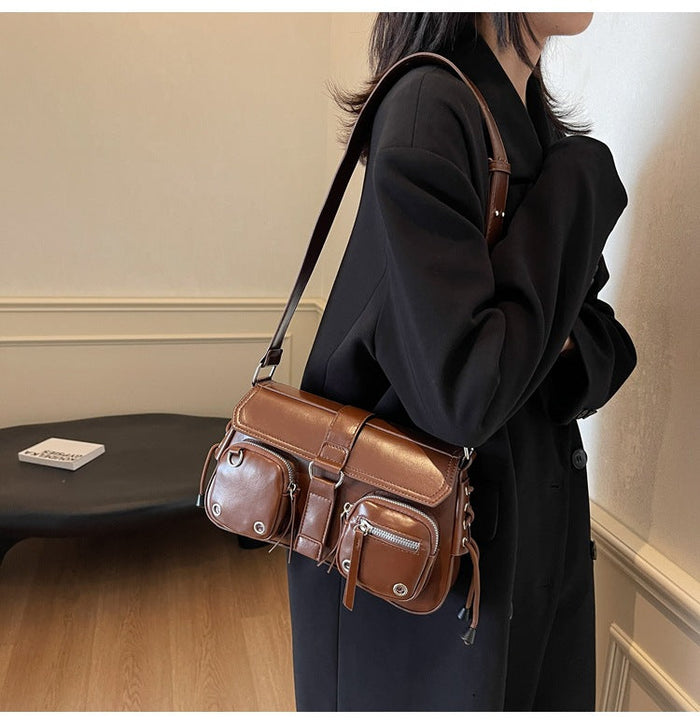 Women’s Structured Baguette Bag - PU Leather Topstitched Purse for Urban Minimalism