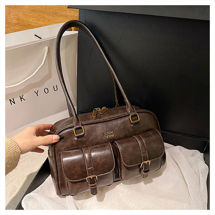 Women's Trendy Vintage Boston Pillow Tote Bag - Versatile Shoulder/Handheld Retro Commuter Bag