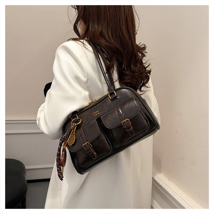 Women's Trendy Vintage Boston Pillow Tote Bag - Versatile Shoulder/Handheld Retro Commuter Bag