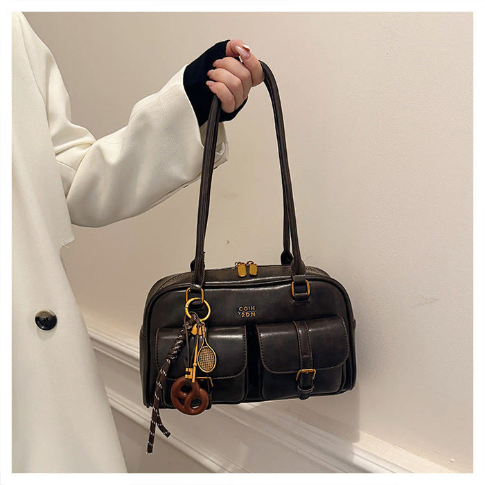 Women's Trendy Vintage Boston Pillow Tote Bag - Versatile Shoulder/Handheld Retro Commuter Bag