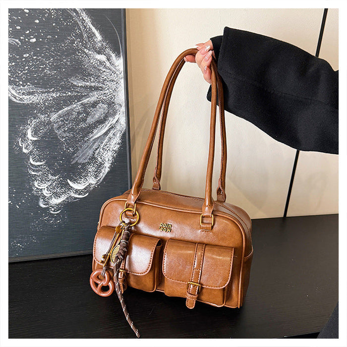 Women's Trendy Vintage Boston Pillow Tote Bag - Versatile Shoulder/Handheld Retro Commuter Bag
