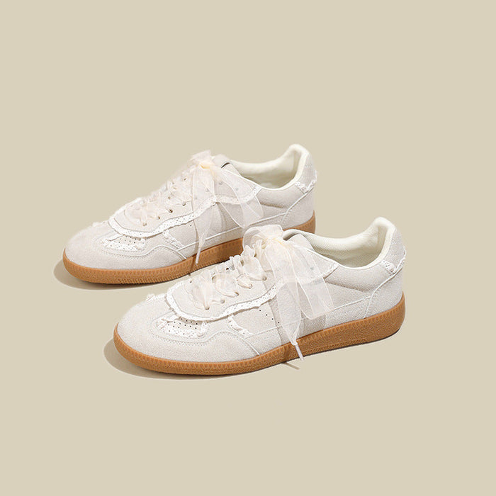 Women’s Verona Lace Leather German Trainer Sneakers – Retro Lightweight Casual Trainers (US 4–8.5)