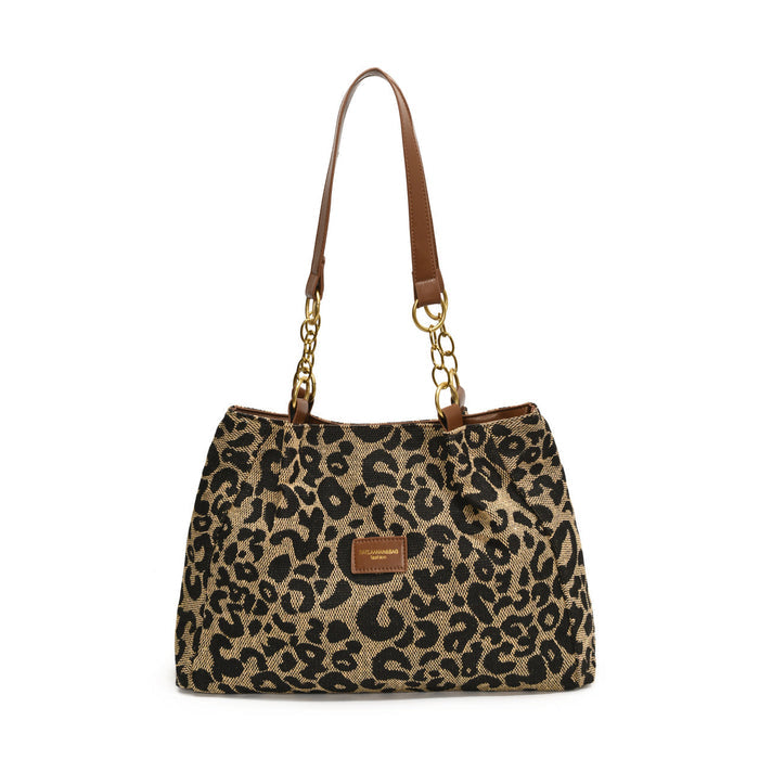 Women‘s Vintage Leopard Print Commuter Tote Spacious Work-to-Weekend Shoulder Bag