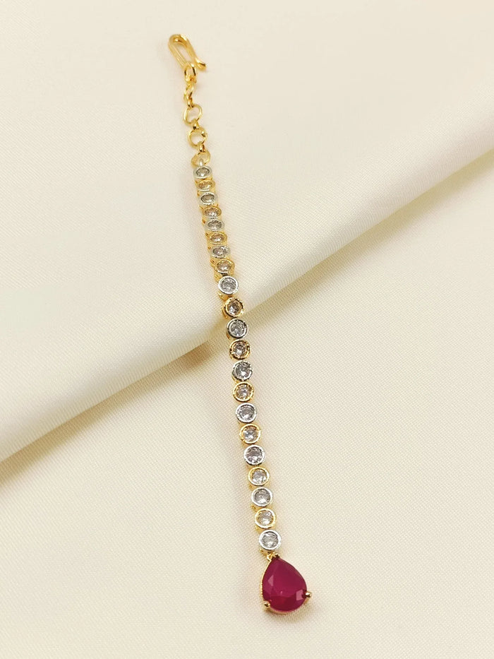 Yahvi Ruby American Diamond Teeka