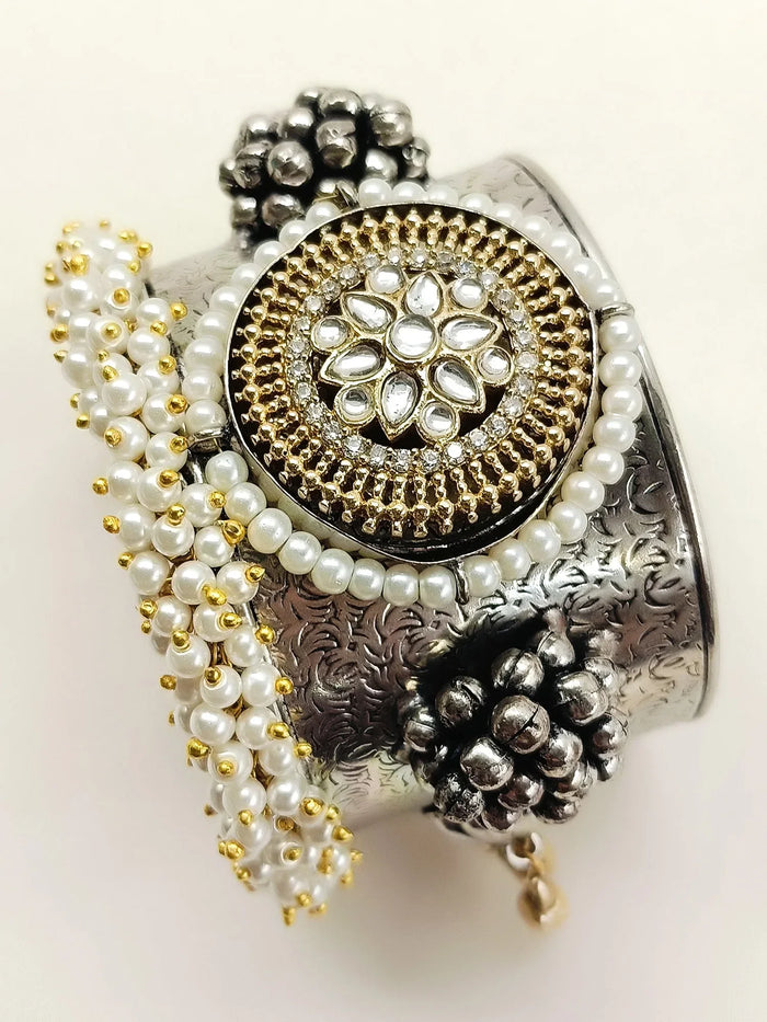 Yatika White Oxidized Bracelet