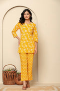 Yellow Printed Cotton Co- Ord Set