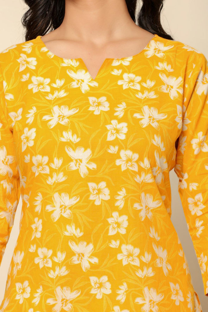 Yellow Printed Cotton Co- Ord Set
