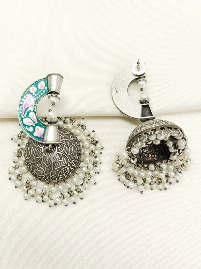 Yesha Blue Oxidized Jhumki