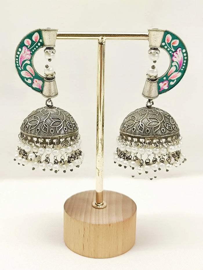 Yesha Blue Oxidized Jhumki