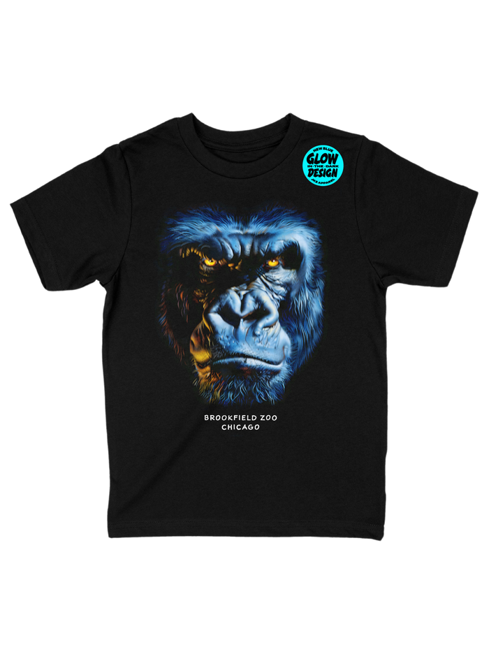 Youth Dark Gorilla Glow in the Dark T-Shirt in Black