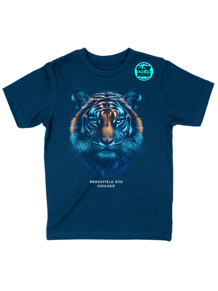 Youth Dark Tiger Glow in the Dark T-Shirt in Navy