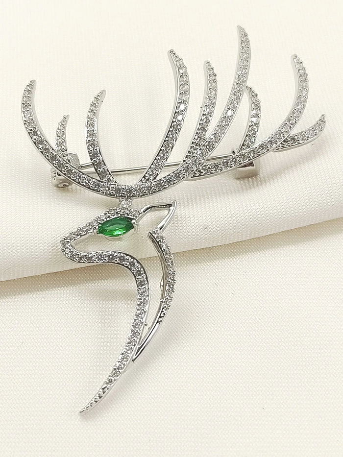 Zakirah Silver Reindeer Brooch