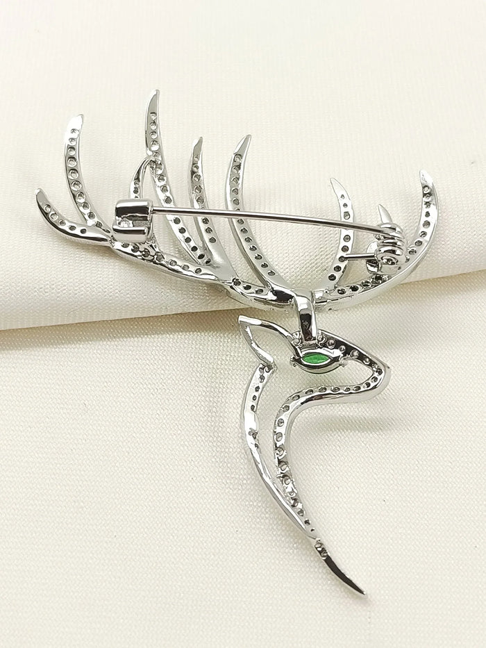 Zakirah Silver Reindeer Brooch
