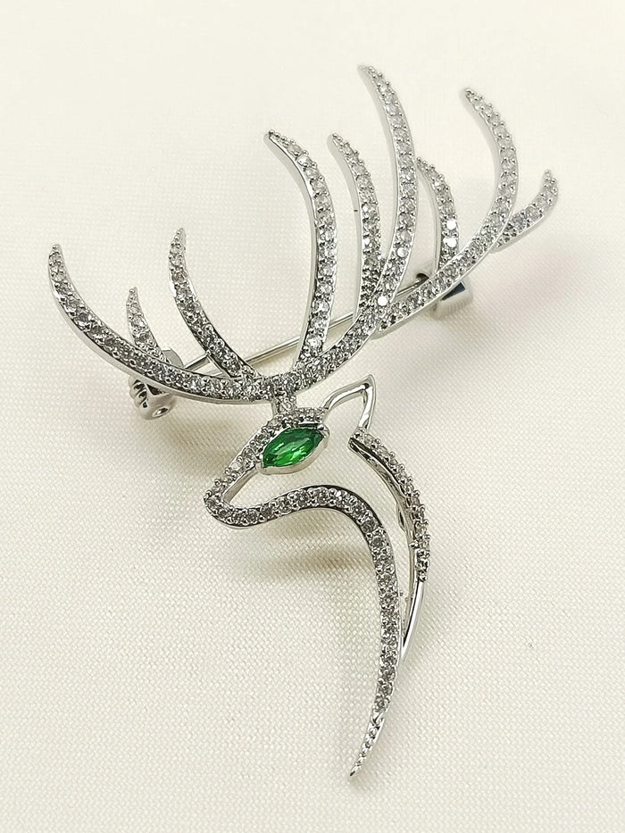 Zakirah Silver Reindeer Brooch