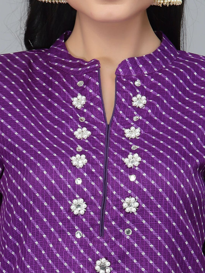 Zoya Purple Leheriya Kurta